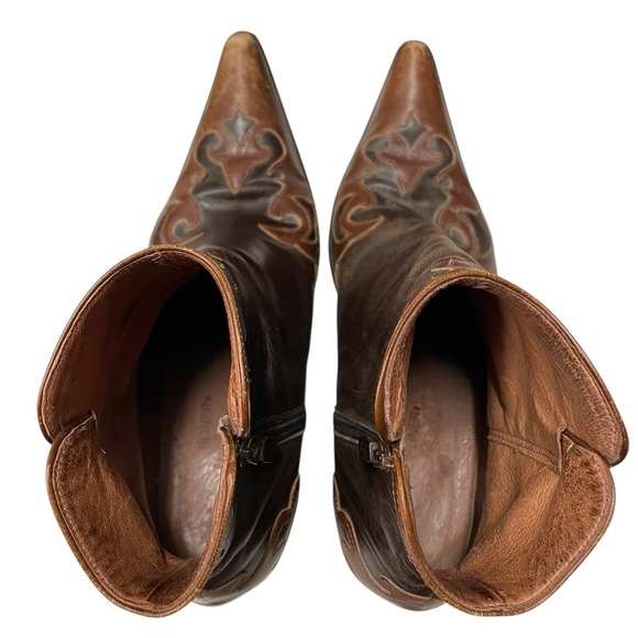 Donald J. Pliner Two-Tone Brown Ankle Boots size 8.5 - Picture 6 of 12